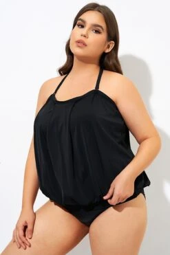 Soild Black Sexy Loose Bandeau Tankini Top -Bikini By Muse dsc09462