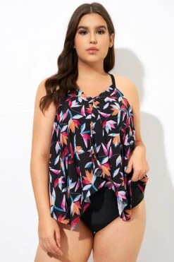 Multi Vintage Print Lady Tankini Top