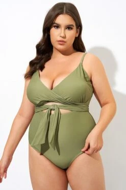 Green Cut Out Wrap One Piece Swimsuit -Bikini By Muse dsc09813