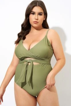 Green Cut Out Wrap One Piece Swimsuit -Bikini By Muse dsc09836