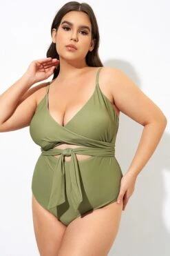 Green Cut Out Wrap One Piece Swimsuit -Bikini By Muse dsc09851